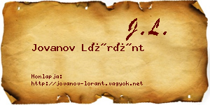 Jovanov Lóránt névjegykártya